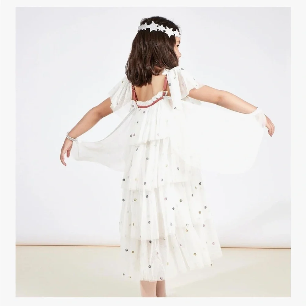 Meri Meri Sequin Tulle Angel Costume dress up size 5/6